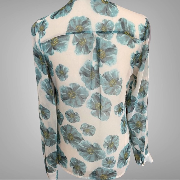 The Limited Women's Beige Long Sleeve Floral Blouse Size XS - Picture 7 of 11